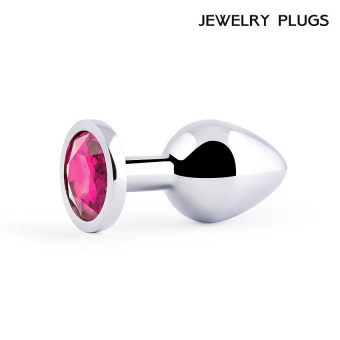 Втулка анальная Silver Plug Medium, L 82 мм. D 34 мм., вес 90 г., цвет кристалла рубиновый
