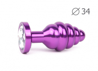Втулка анальная Violet Plug Medium (фиолетовая) L 80 мм. D 34 мм., вес 90 г., цвет кристалла бесцветный