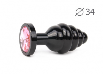 Втулка анальная Black Plug Medium (чёрная), L 80 мм. D 34 мм., вес 90 г., цвет кристалла розовый
