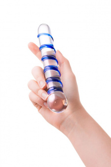 Стеклянный, двусторонний фаллоимитатор Sexus Glass, прозрачный, 19 см.