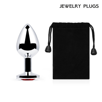 Silver Plug Medium (втулка анальная) L 82 мм. D 34 мм., вес 90 г., цвет кристалла красный