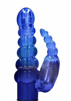Вибратор High-Tech, кролик Rotating Bubbles, синий