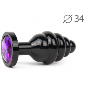 Втулка анальная Black Plug Medium (чёрная) L 80 мм. Ø 34 мм. вес 90 г., цвет кристалла фиолетовый