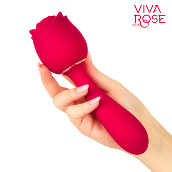 Вибромассажёр «Viva Rose» L 19,5 см Ø 5,8x3,5 см, 9 режимов вибрации, 9 режимов вакуумно-волновой стимуляции