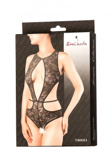 Эротическое боди Erolanta Lingerie Collection из кружевного полотна, черное, XL-2XL