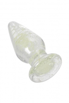 Анальная втулка Sexus Glass светящаяся в темноте, стекло, прозрачная, 9,8 см, Ø 4 см