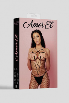 Кетсьюит Amor El в крупную сетку, черный, S-L