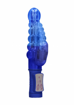 Вибратор High-Tech, кролик Rotating Bubbles, синий