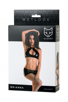 Комплект Glossy Brianna из материала Wetlook, черный, M