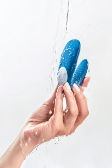 Многофункциональный стимулятор для пар Satisfyer Partner Whale, силикон, голубой, 17 см