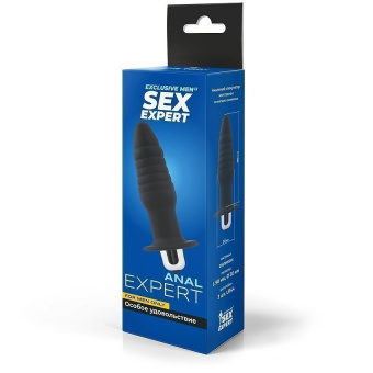 Втулка анальная с вибрацией Sex Expert, L 9 см, Ø 3 см, цвет чёрный