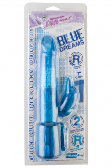 Вибратор Nmc Blue Dream с клиторальным стимулятором в форме «Дельфина» многофункциональный, с ротацией