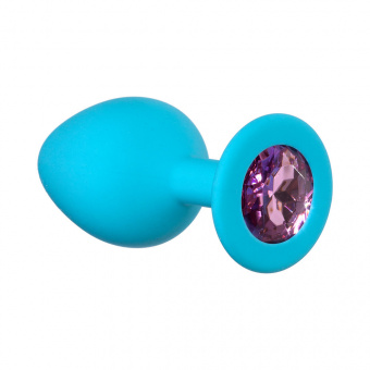 Анальная пробка Lola Games Emotions Cutie Medium Turquoise Pink Crystal, 8 см, Ø3,5 см