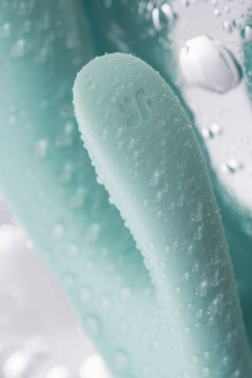 Нереалистичный вибратор Satisfyer Triple Oh, силикон, голубой, 24 см (без розничной коробки)
