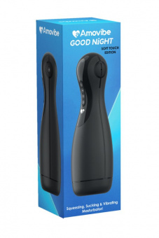 Инновационный мастурбатор Amovibe Good Night (soft-touch) с имитацией орального секса, черный