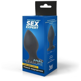 Втулка анальная Sex Expert, цвет чёрный, L 8 см, Ø 5,2 см