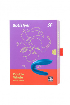 Многофункциональный стимулятор для пар Satisfyer Partner Whale, силикон, голубой, 17 см