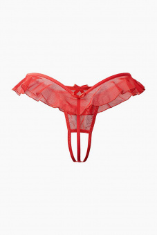 Утонченные красные трусики с доступом и нежной юбочкой красные Le Frivole Easy To Love, XS-S
