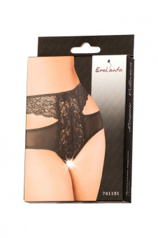 Эротические трусики Erolanta Lingerie Collection с высокой посадкой, с ажурными вырезами, черные, M-L