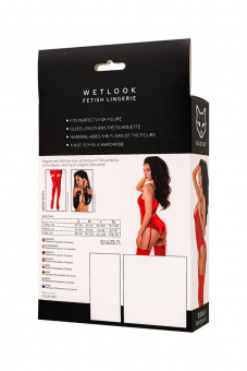 Боди Glossy Doja из материала Wetlook, красный, L