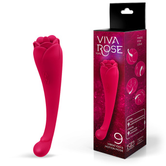 Вибромассажёр «Viva Rose» L 19 см Ø 2,4x4,5 см, 9 режимов вибрации, 9 режимов движения язычка