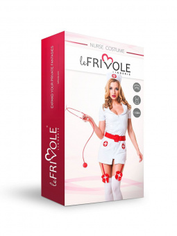 Костюм Le Frivole Basic Collection «Похотливая медсестра» (халатик, головной убор, лаковый ремень), M-L