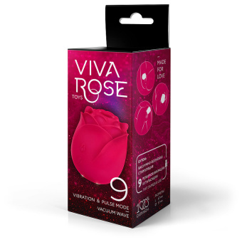 Вибромассажёр «Viva Rose» L 6,7 см Ø 5,7 см, 9 режимов пульсации с эффектом вакуума