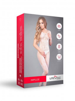 Боди-комбинезон белый с имитацией подвязок (Impulse), S-L
