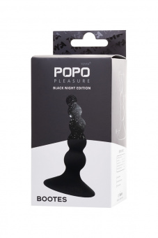 Анальная втулка Popo Pleasure By Toyfa Bootes, силикон, черная, 10 см, Ø 2,5 см