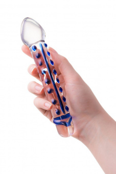 Двусторонний фаллоимитатор Sexus Glass, стекло, прозрачный, 20 см, Ø3,5 см