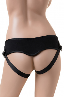 Страпон с 2-мя насадками на креплении Lovetoy Uni Strap 7" Harness с вибрацией