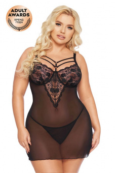 Комбинация и стринги SoftLine Collection Aldona, черный, 3XL