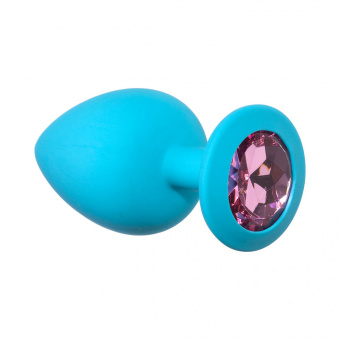 Анальная пробка Lola Games Emotions Cutie Large Turquoise Pink Crystal, 9,5 см, Ø4,2 см