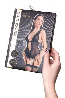 Эротическое боди Waname Exility с пажами для чулок черное, XS-S