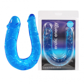 Фаллоимитатор двухголовочный Twin Head/Double Dong, L 29,8 см. D 3,3x2,2 см., цвет голубой
