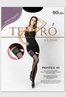 Чулки Teatro Prestige, nero/черный, кружевная резинка 15 см, на силиконе, 40 ден, р.2
