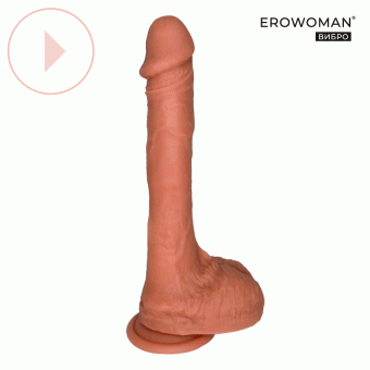 Вибромассажёр Erowoman Realistic, L 22,5 см, Ø 4,3 см, 7 режимов возвратно-поступательных движений, нагрев