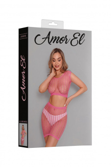 Яркий комплект из топа и юбки Amor El, розовый, S-L