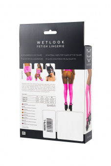 Чулки Erolanta Glossy Tessa из материала Wetlook, розовые, XL