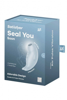 Вакуумный стимулятор клитора Satisfyer Seal You Soon, силикон, голубой, 11 см
