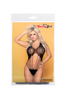 Боди Candy Girl Diamond, бесшовное черное, OS