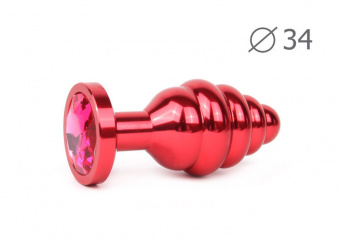 Втулка анальная Red Plug Medium (красная), L 8 см Ø 3,4 см, вес 90 г, цвет кристалла рубиновый