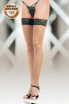 Чулки в крупную сетку (с силик. полосками) Softline Collection, черный, 3 (L)