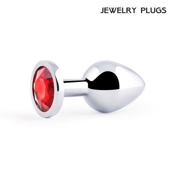 Silver Plug Medium (втулка анальная) L 82 мм. D 34 мм., вес 90 г., цвет кристалла красный