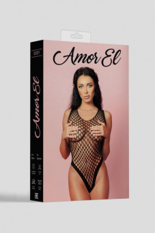 Боди Amor El в крупную сетку, черный, S-L