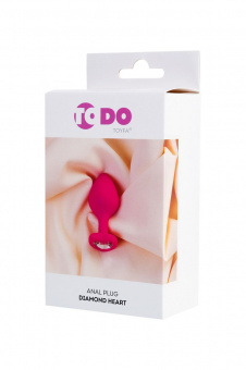 Анальная втулка Todo By Toyfa Diamond Heart, водонепроницаемая, силикон, розовая, 8 см. Ø 3 см.