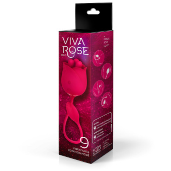 Вибромассажёр «Viva Rose» L 33 см Ø 2,8 см, 9 режимов вибрации, 9 режимов вращения