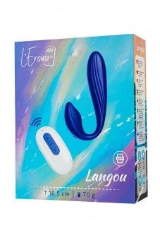 Вибратор для пар L`Eroina App Langou с управлением от приложения и пульта, силикон, синий, 16,5 см