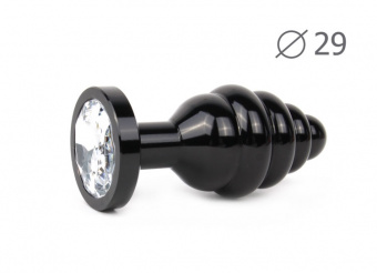 Втулка анальная Black Plug Small (чёрная), L 71 мм. D 29 мм., вес 60 г., цвет кристалла бесцветный