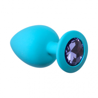 Анальная пробка Lola Games Emotions Cutie Large Turquoise Light Purple Crystal, 9,5 см, Ø4,2 см